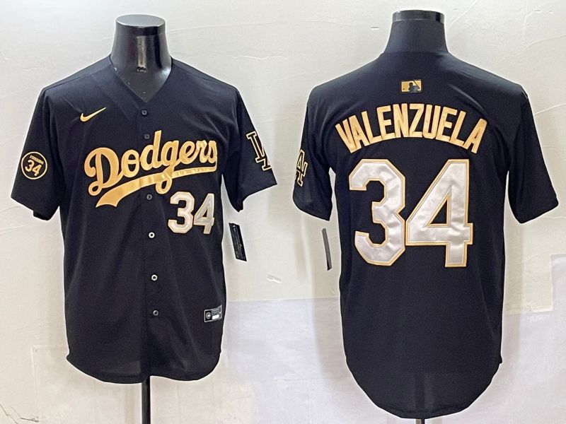 Men Los Angeles Dodgers 34 Valenzuela Black Game Nike 2025 MLB Jersey style 5045